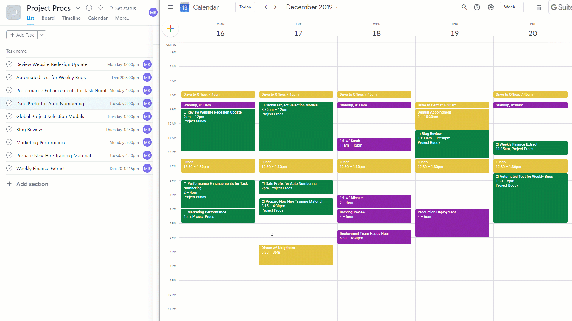 Asana's Calendar with Integrated Time Planner